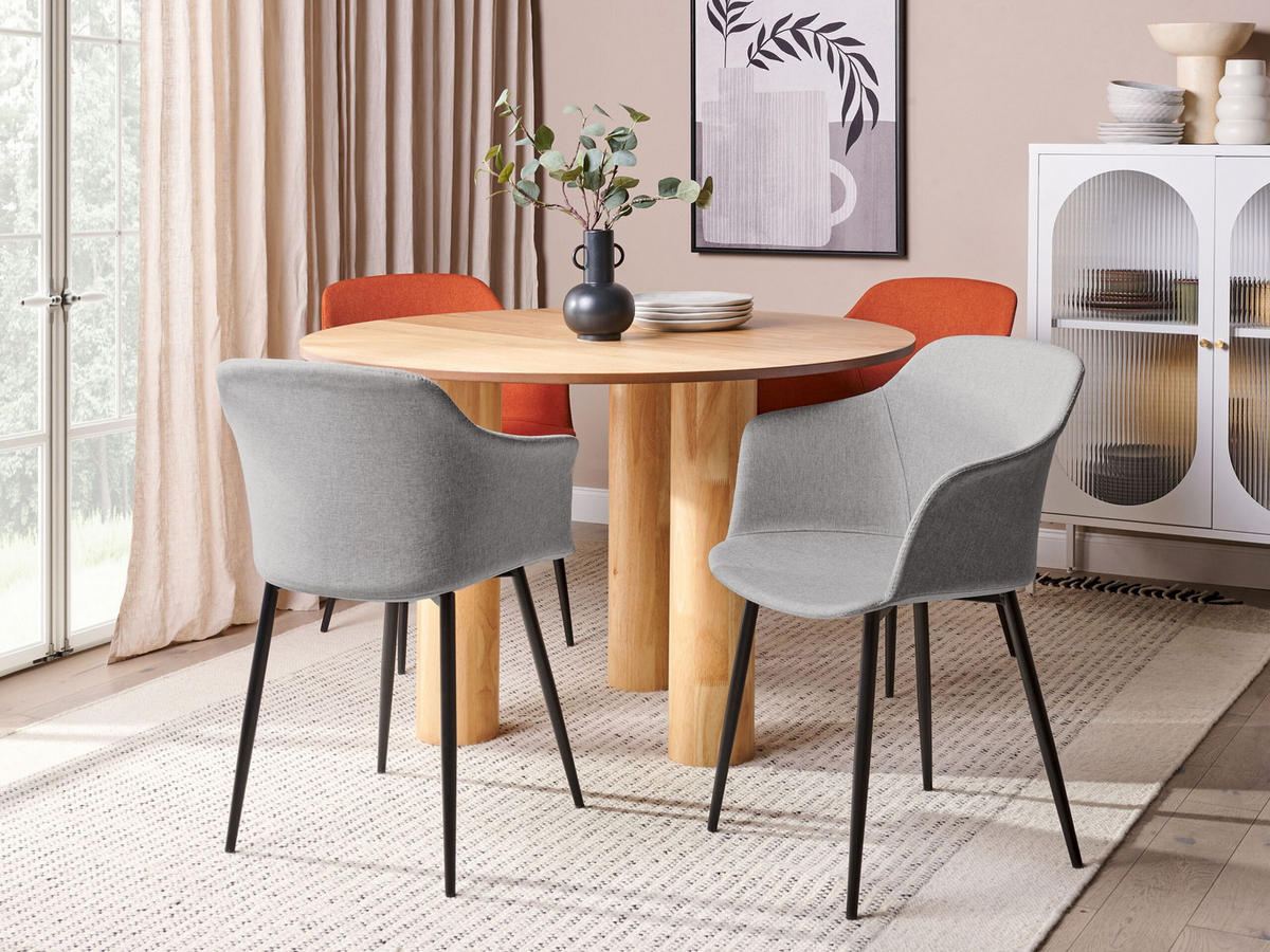 ESSZIMMERSTUHL 2er-Set hellgrau/schwarz Elim - Schwarz/Grau, Textil (59/82/45cm) - Beliani