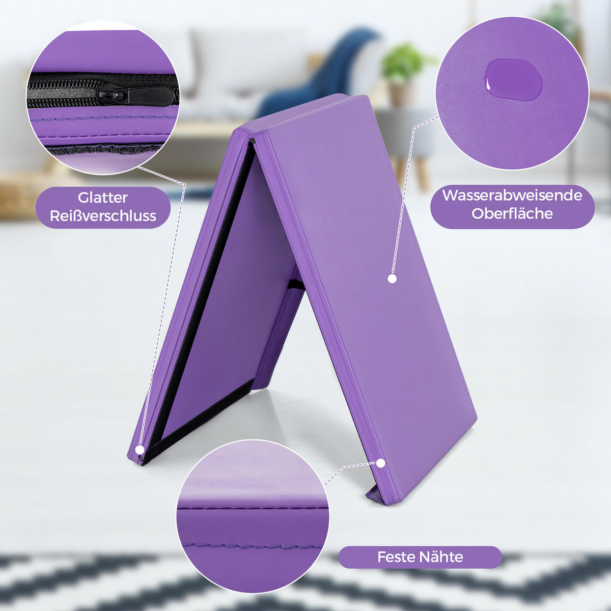 SPORTMATTE Violett - Lila, Leder (180/60cm) - COSTWAY