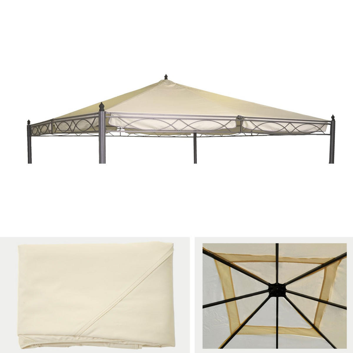 ERSATZDACH Pergola Cadiz 4x4m 380x380cm Creme - Creme, Textil (380/1/380cm) - BERLINLODGE