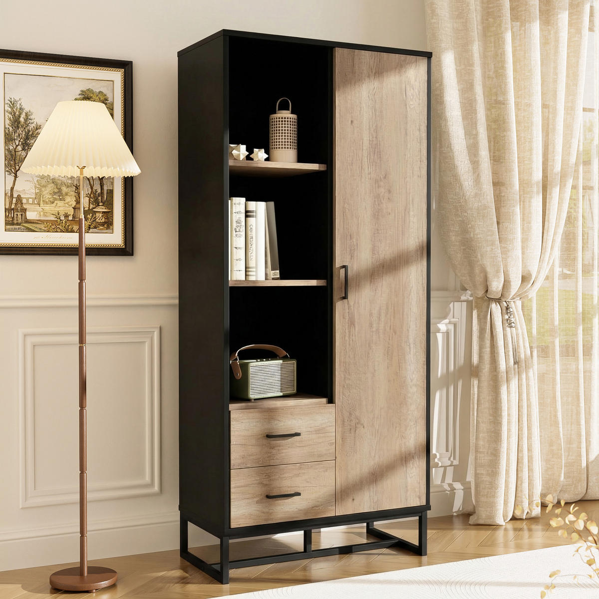 HIGHBOARD 80x40x180 cm Holzoptik schwarz - Schwarz, Holz (80/180/40cm) - Fortuna Lai