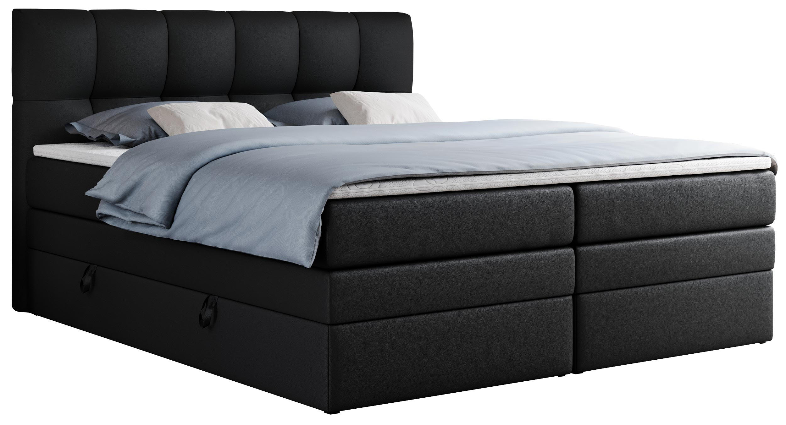 BOXSPRINGBETT ALVIN KING 140/200 Schwarz Kunstleder - H3 - Schwarz, Holz/Textil (140/200cm) - MKS