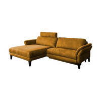 ECKSOFA MALTA Gold Webstoff - Goldfarben/Schwarz, Buchenholz/Textil (302/175cm) - KAWOLA