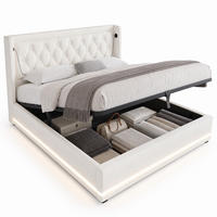 ČALOUNĚNÁ POSTEL 140/200 cm bílá, úložný prostor, LED, USB, Type-C, PU kůže - bílá, kov/kompozitní dřevo (140/200cm) - STILVORA
