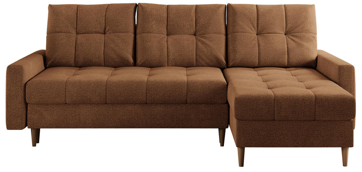 ECKSOFA Colin Struktur Orange - Orange/Braun, Holz/Textil (220/140cm) - MKS
