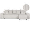 3-SITZER-ECKSOFA Cord hellbeige rechtsseitig mit Schlaffunktion Stauraum Luspa - Beige/Schwarz, Textil (294/130cm) - Beliani