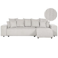 3-SITZER-ECKSOFA Cord hellbeige rechtsseitig mit Schlaffunktion Stauraum Luspa - Beige/Schwarz, Textil (294/130cm) - Beliani