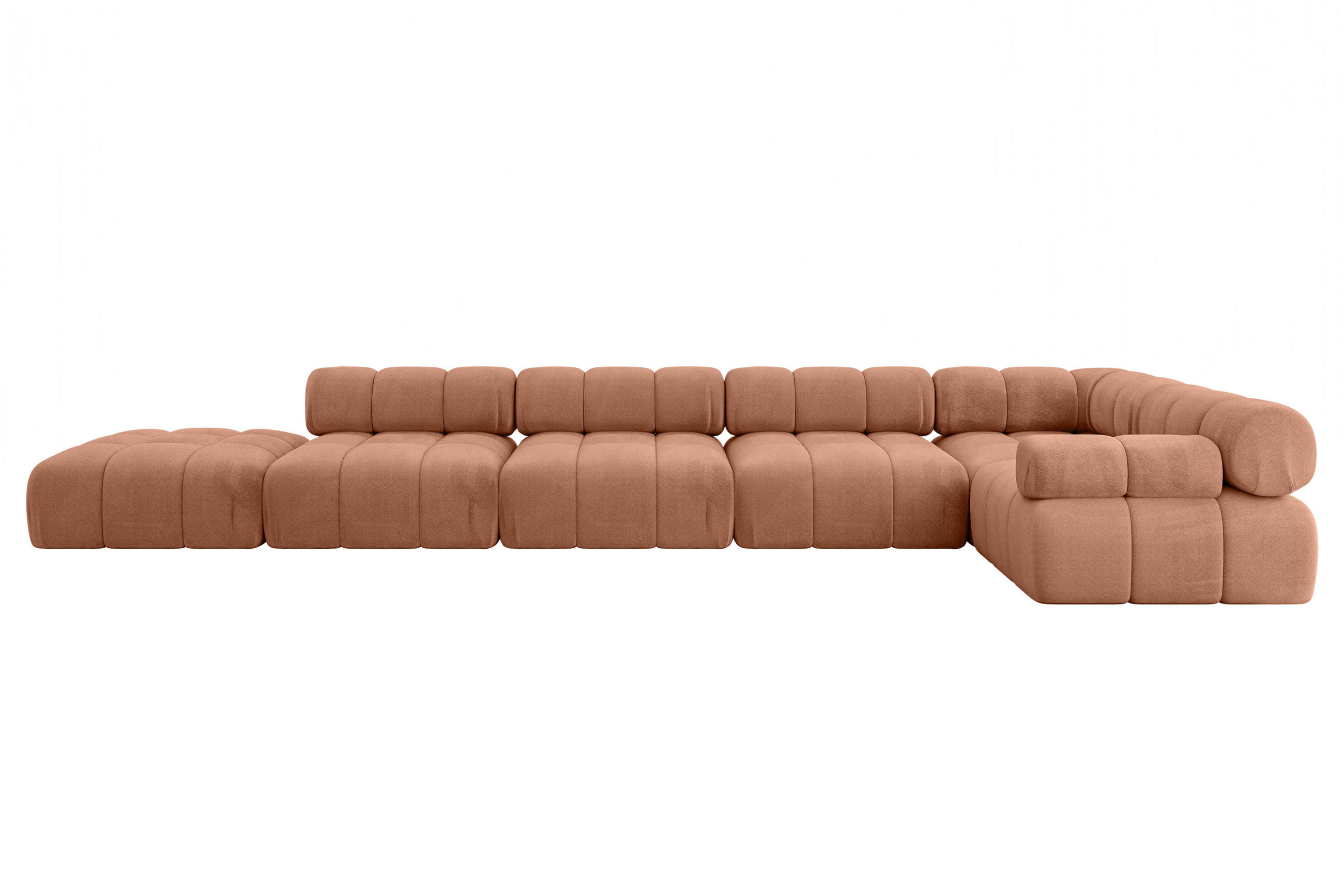 ECKSOFA modulares Sofa Felto-L3 - 475x190x70 cm Apricot Velours - Koralle, Holzwerkstoff/Textil (475/190cm) - ALTDECOR