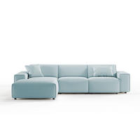 ECKSOFA RANI Hellblau Cord - Schwarz/Hellblau, Kunststoff/Textil (299/189cm) - KAWOLA