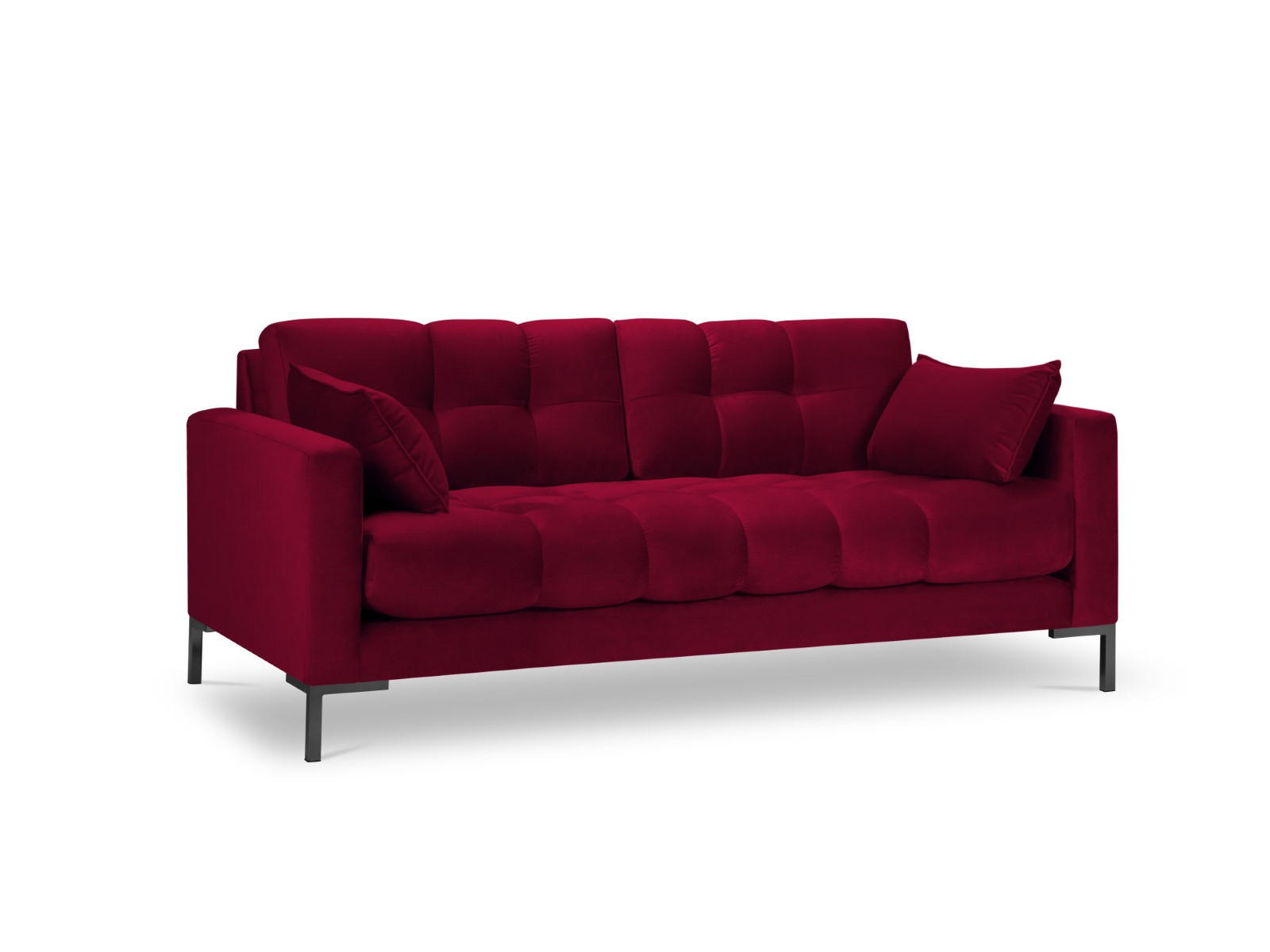 SOFA Mamaia aus Samt rot 3 Sitzplätze - Rot, Textil (92/75/177cm) - Micadoni