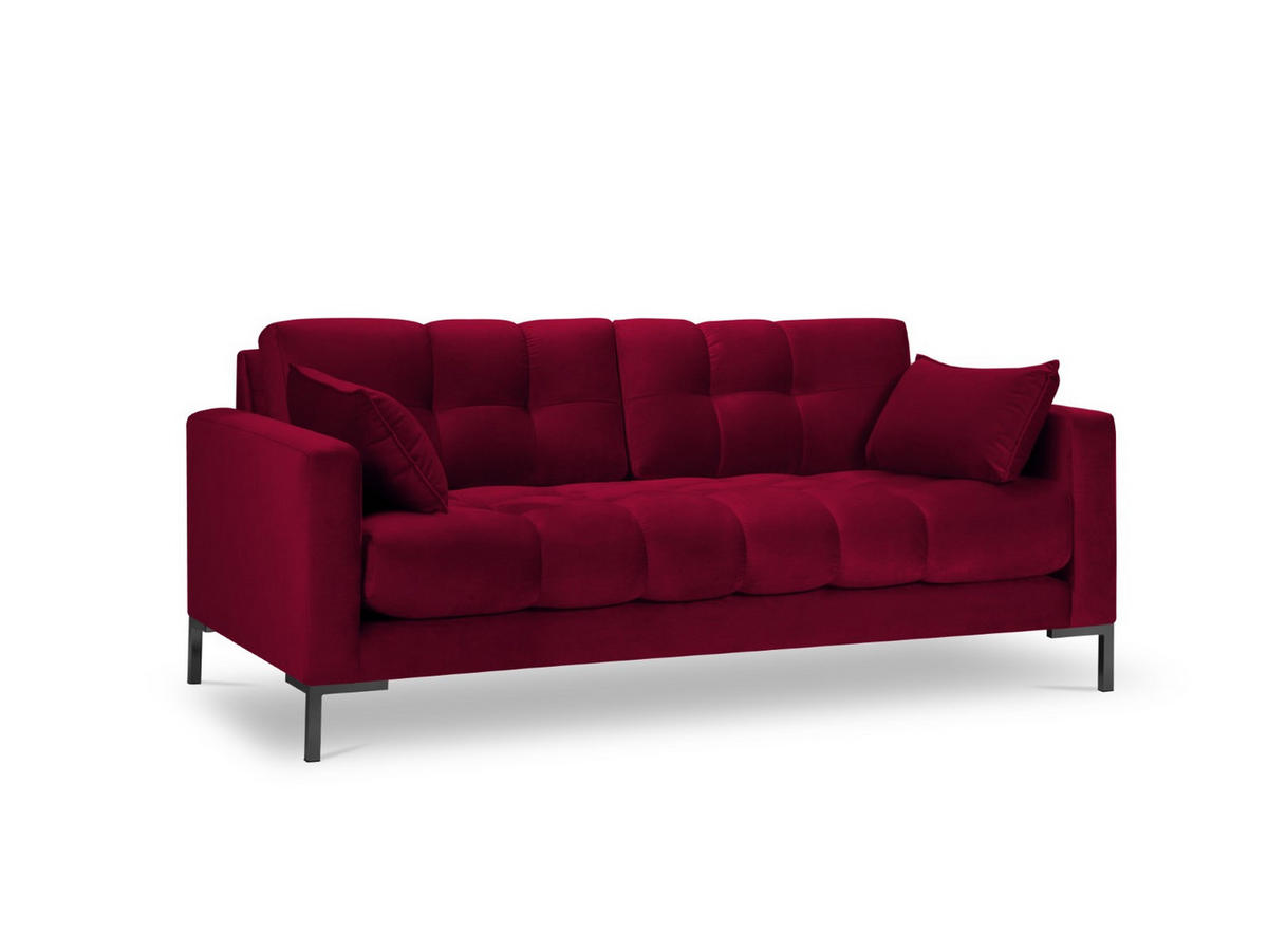 SOFA Mamaia aus Samt rot 3 Sitzplätze - Rot, Textil (92/75/177cm) - Micadoni