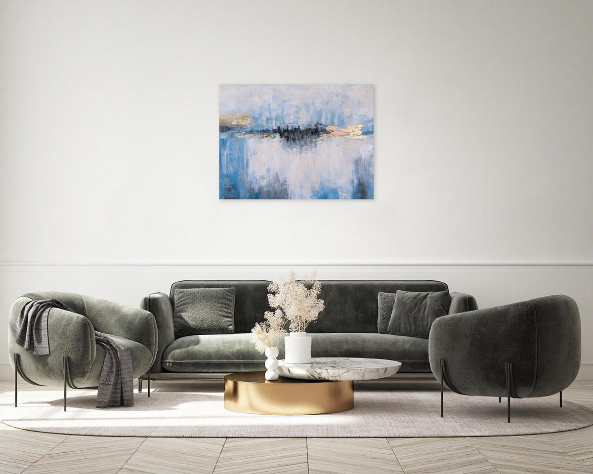 ACRYLBILD HANDGEMALT 100/75 cm - Blau/Weiß, Holz/Textil (100/75cm) - KUNSTLOFT