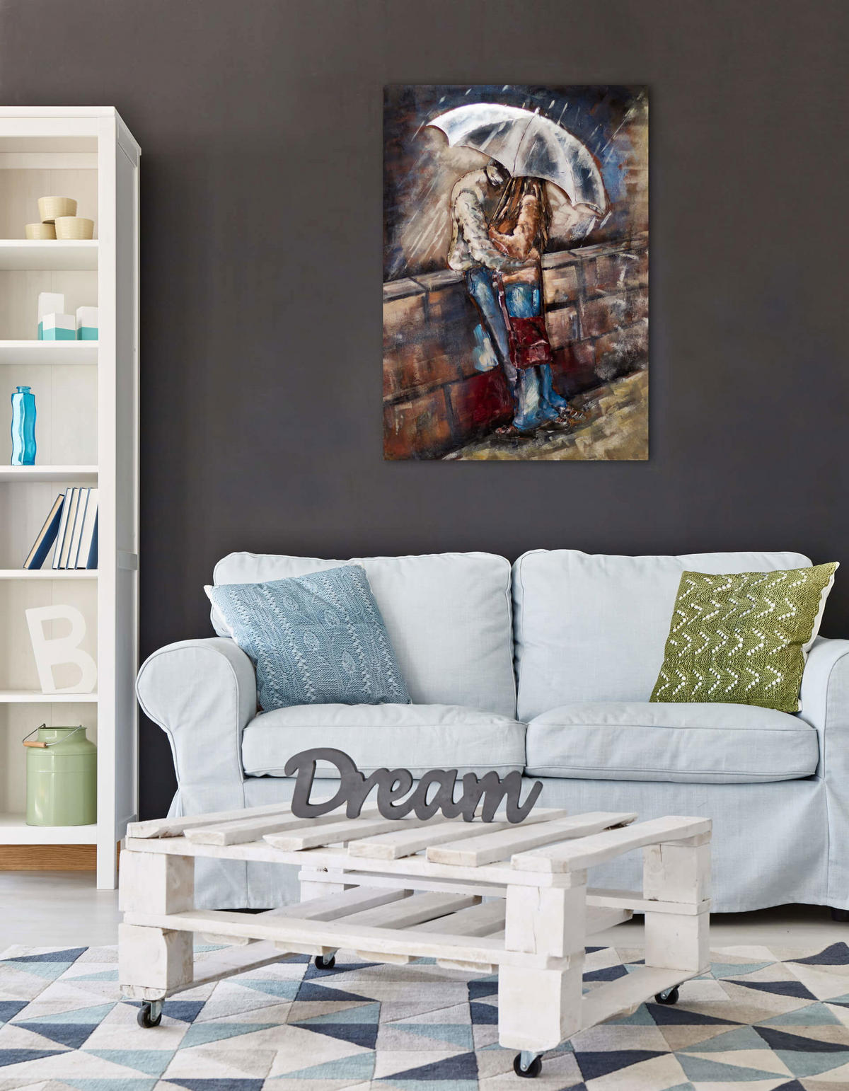 METALLBILD Blau 70/100 cm - Blau/Braun, Metall (70/100cm) - KUNSTLOFT