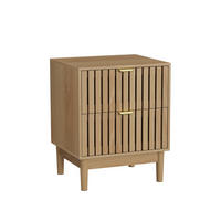 NACHTTISCH aus MDF 45x39x56,5 cm Eiche mit 2 Schubladen und Ablagefach in Lamellenoptik - Nussbaumfarben, Holzwerkstoff (45/56.5/39cm) - Modfu