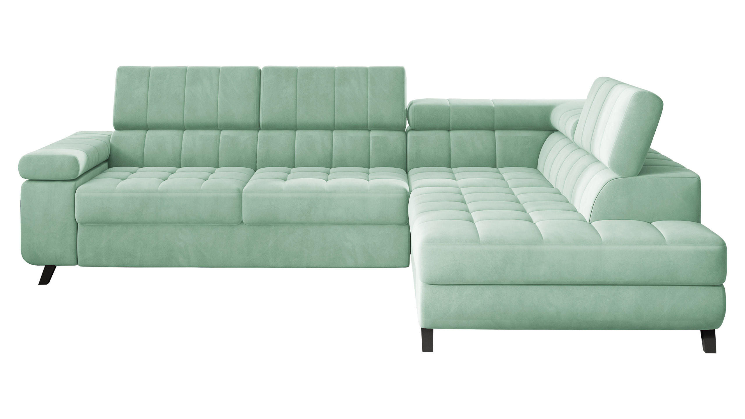 ECKSOFA Nord, Seite: Rechts - Schwarz/Mintgrün, Holz/Textil (264/203cm) - MIRJAN24