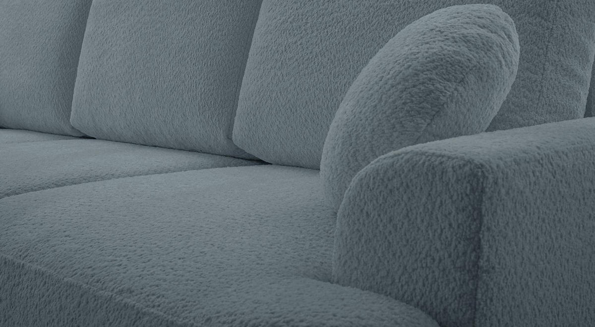 3-SITZER SOFA Barletto Grau Bouclé - Schwarz/Grau, Holz/Textil (248/94/110cm) - Selsey