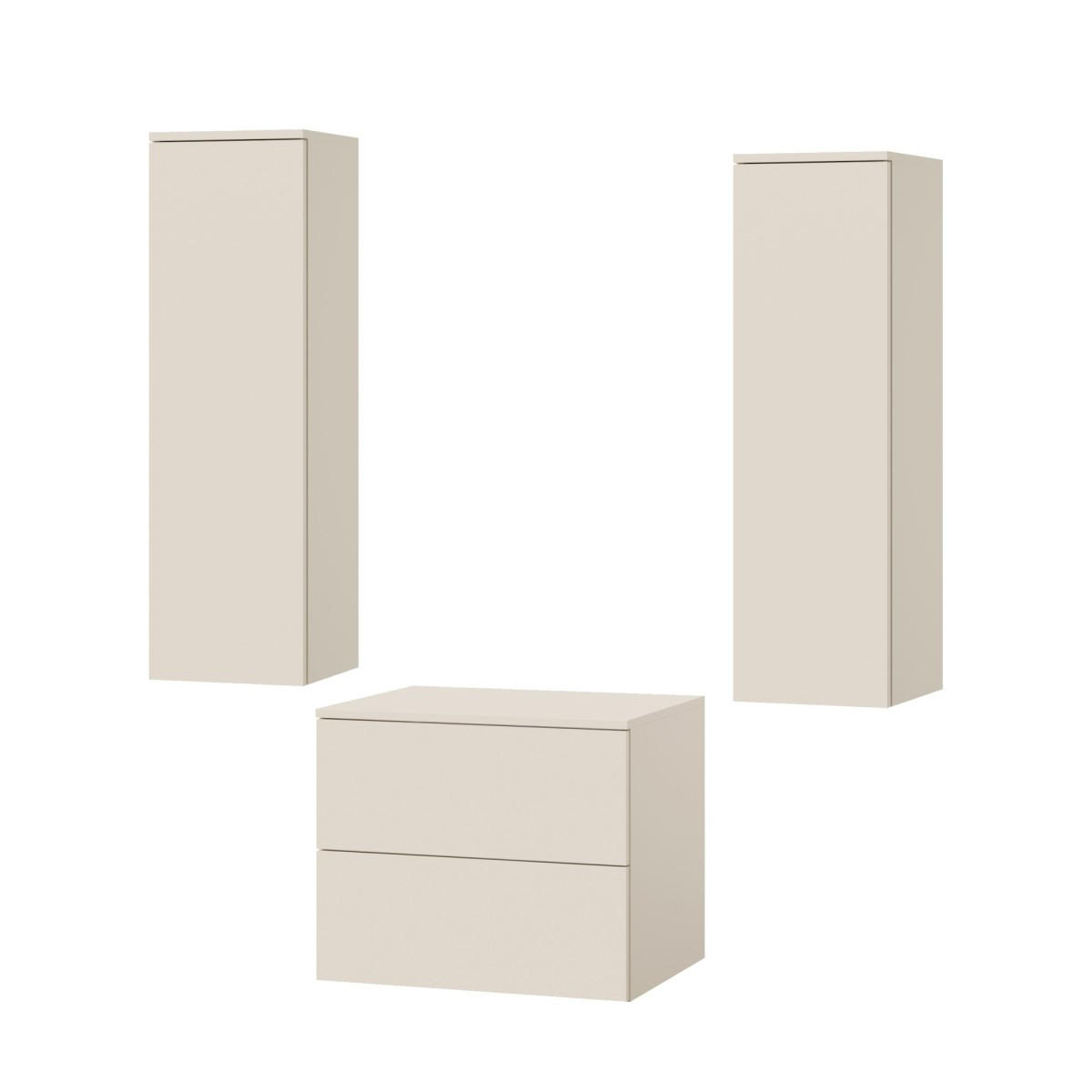 BADMÖBEL-SET Color Macadamia 3-Teilig (2S 60 + 1D 100 X2) - Beige, Holzwerkstoff (120/160/45cm) - mzm24