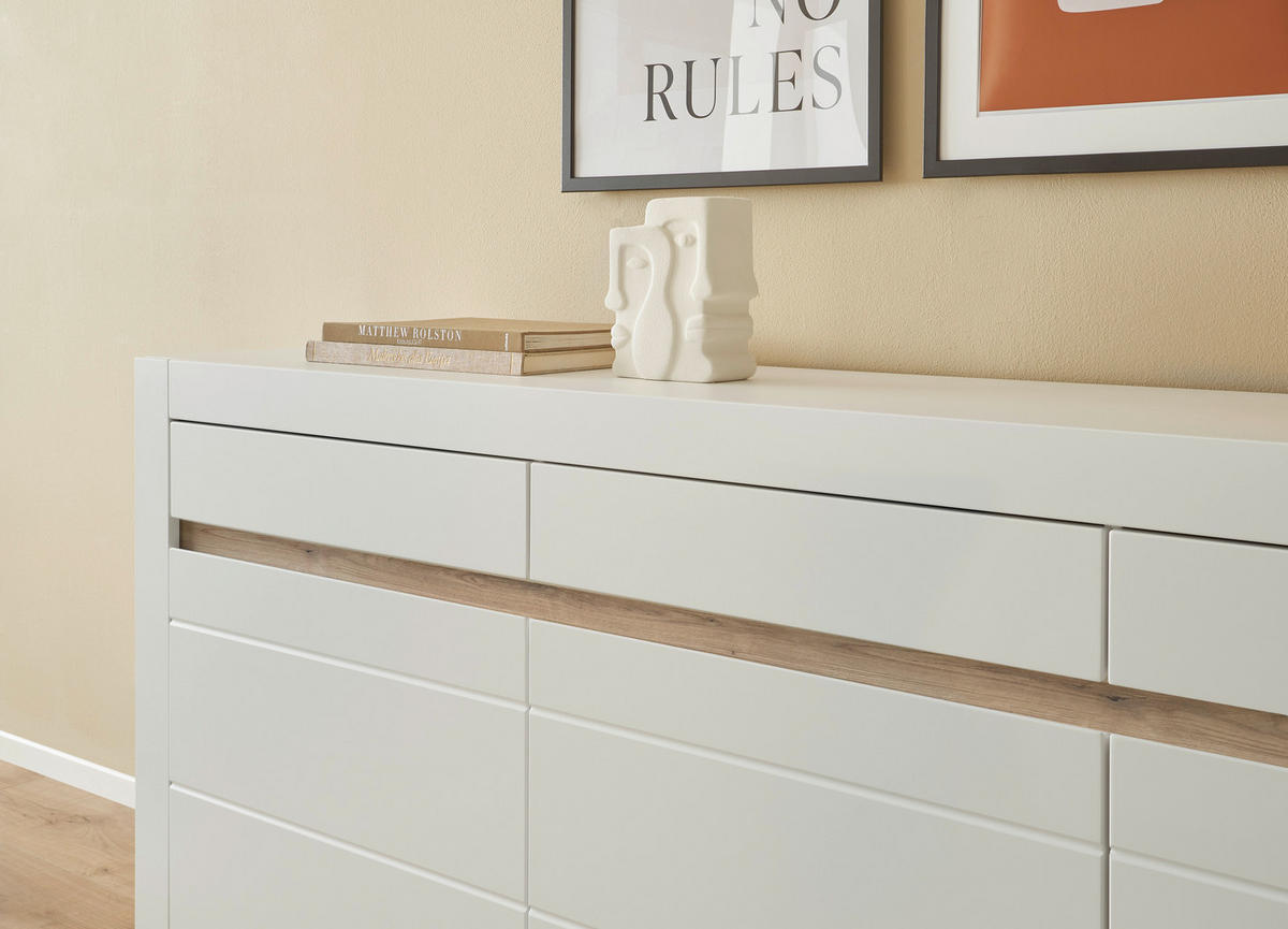 SIDEBOARD M15 Weiß Matt 217/90/42 cm - Weiß, Holzwerkstoff (217/90/42cm) - Livojo