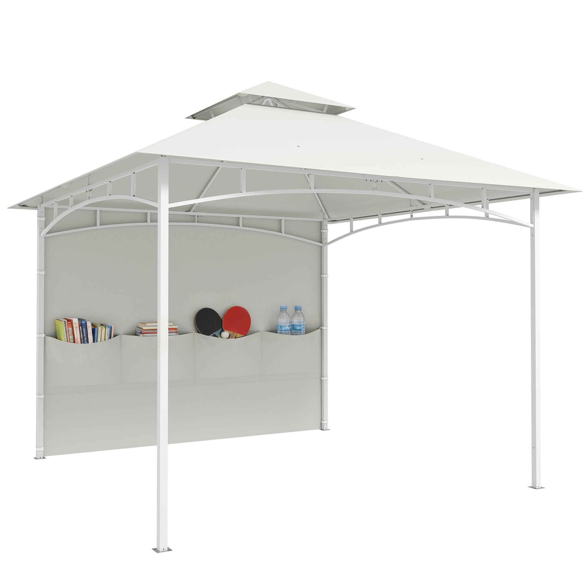 PAVILLON DE-12738 300/300 cm Doppeldach mit 4 Taschen und Haken Creme - Creme, Metall (300/276/300cm) - ComfortXL