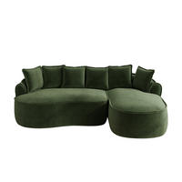 ECKSOFA Chenille Grün mit Kissen - Grün, Textil (252/164cm) - WISHDOR