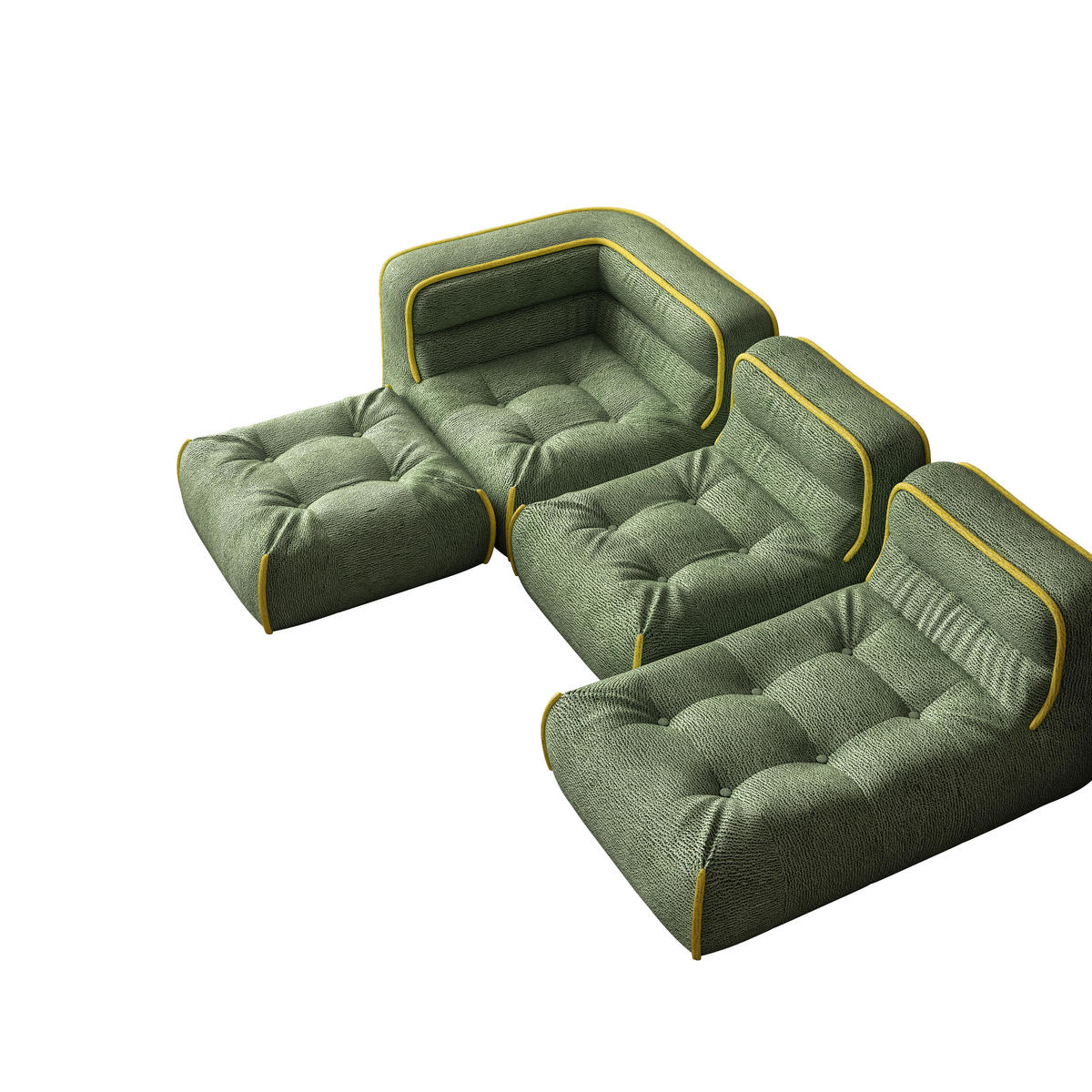 MODULARES Sofa in Grün - Grün, Textil (262/72/142cm) - Vercart