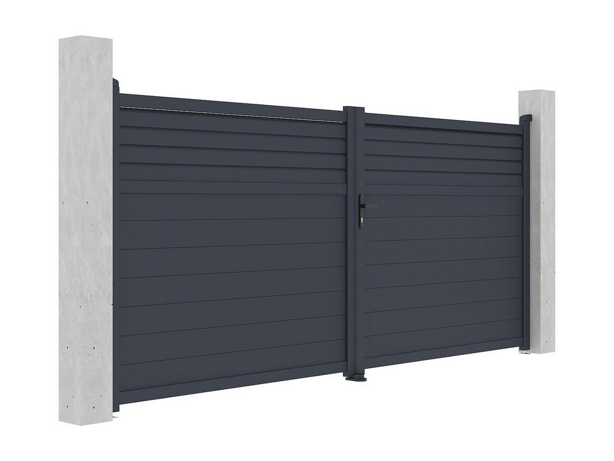 FLÜGELTOR - 392cm x 4.6cm - Aluminium - anthrazitgrau - VIAZO - Anthrazit, Metall (392/176cm) - Vente-Unique