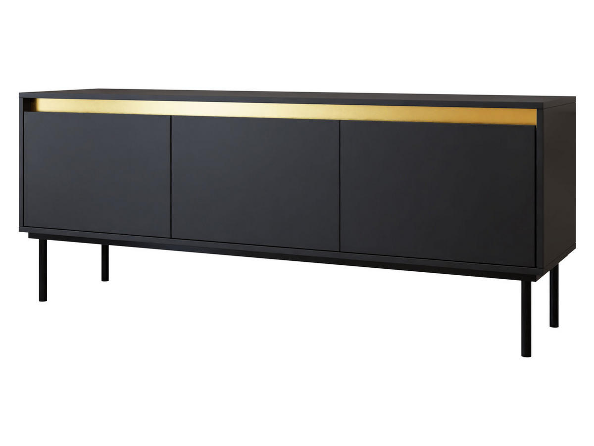TV-LOWBOARD Carmesi 3D - Schwarz, Holzwerkstoff/Metall (150/60/40cm) - MIRJAN24