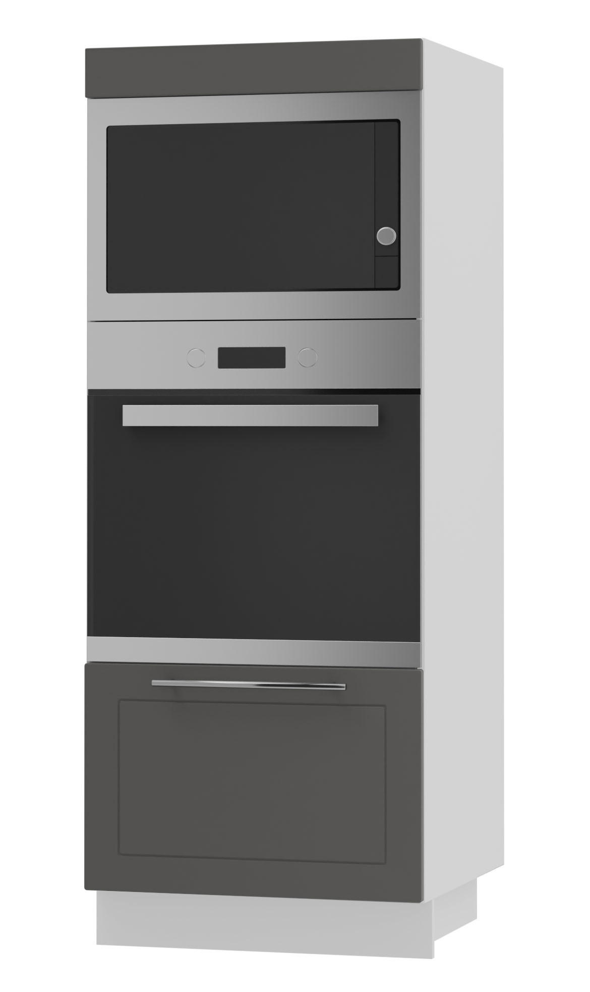 Feldmann-Wohnen Backofenhochschrank Graphit, Weiß 60x154x59 cm