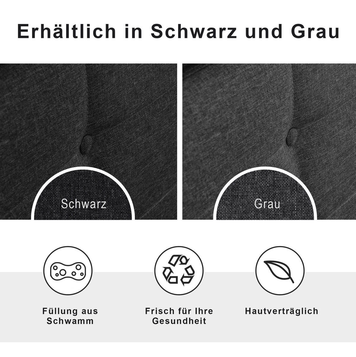 POLSTERBETT 90/200 cm Grau aus Leinen mit LED-Beleuchtung und 2 Schubladen - Grau, Textil (90/200cm) - OKMYHOME