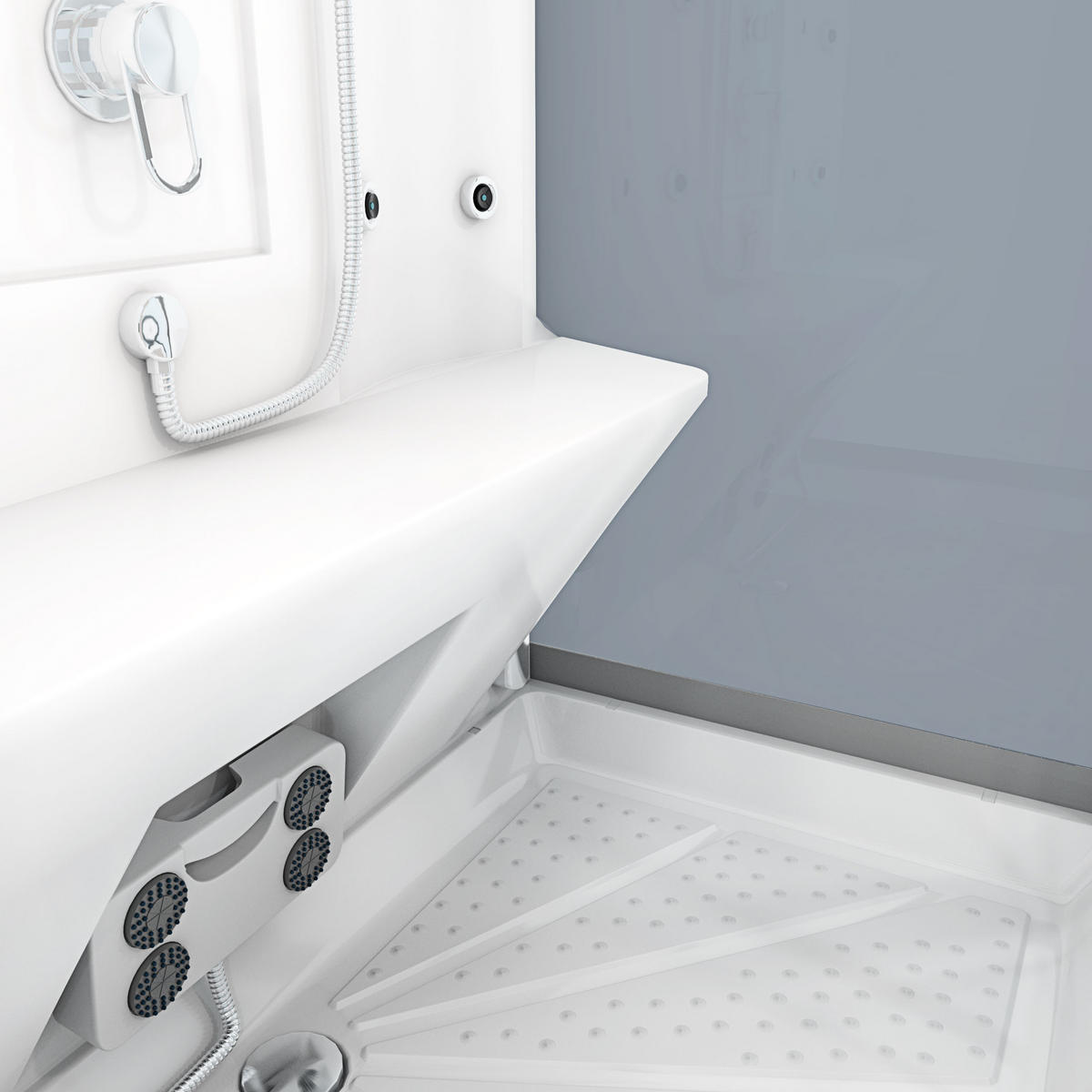 ACQUAVAPORE Dampfdusche Sauna Dusche Duschkabine D27-EH-EC-EA 140x90 cm MIT 2K Scheiben Versiegelung - Weiß, Glas/Kunststoff (140/90/215cm) - AcquaVapore by Sandra Jentho