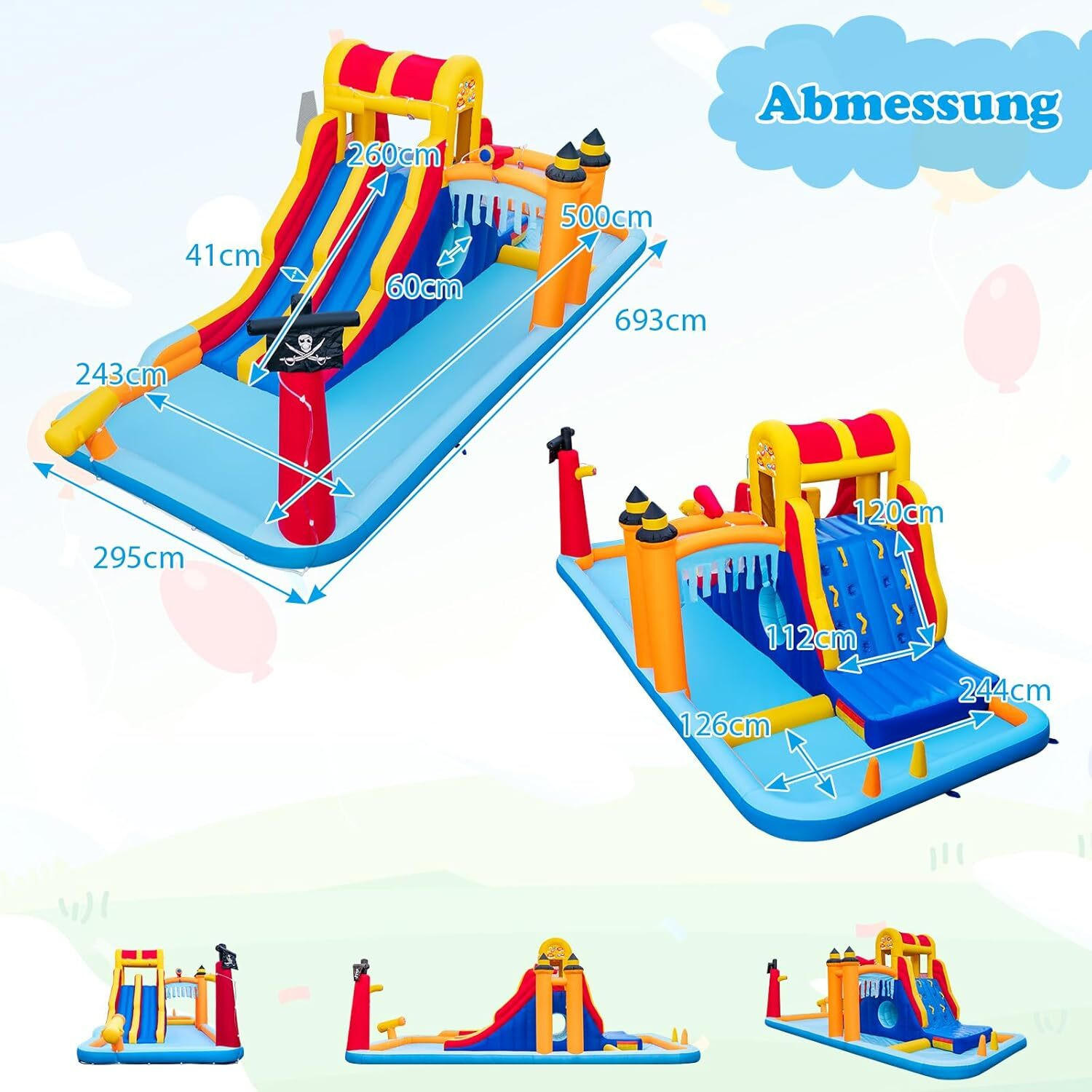 HÜPFBURG 263cm Multicoloured - Multicolor, Kunststoff (693/295/263cm) - COSTWAY