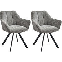 ARMLEHNENSTUHL 2er Set Stoff Dunkelgrau - Dunkelgrau/Schwarz, Textil/Metall (64/82/62cm) - CLP