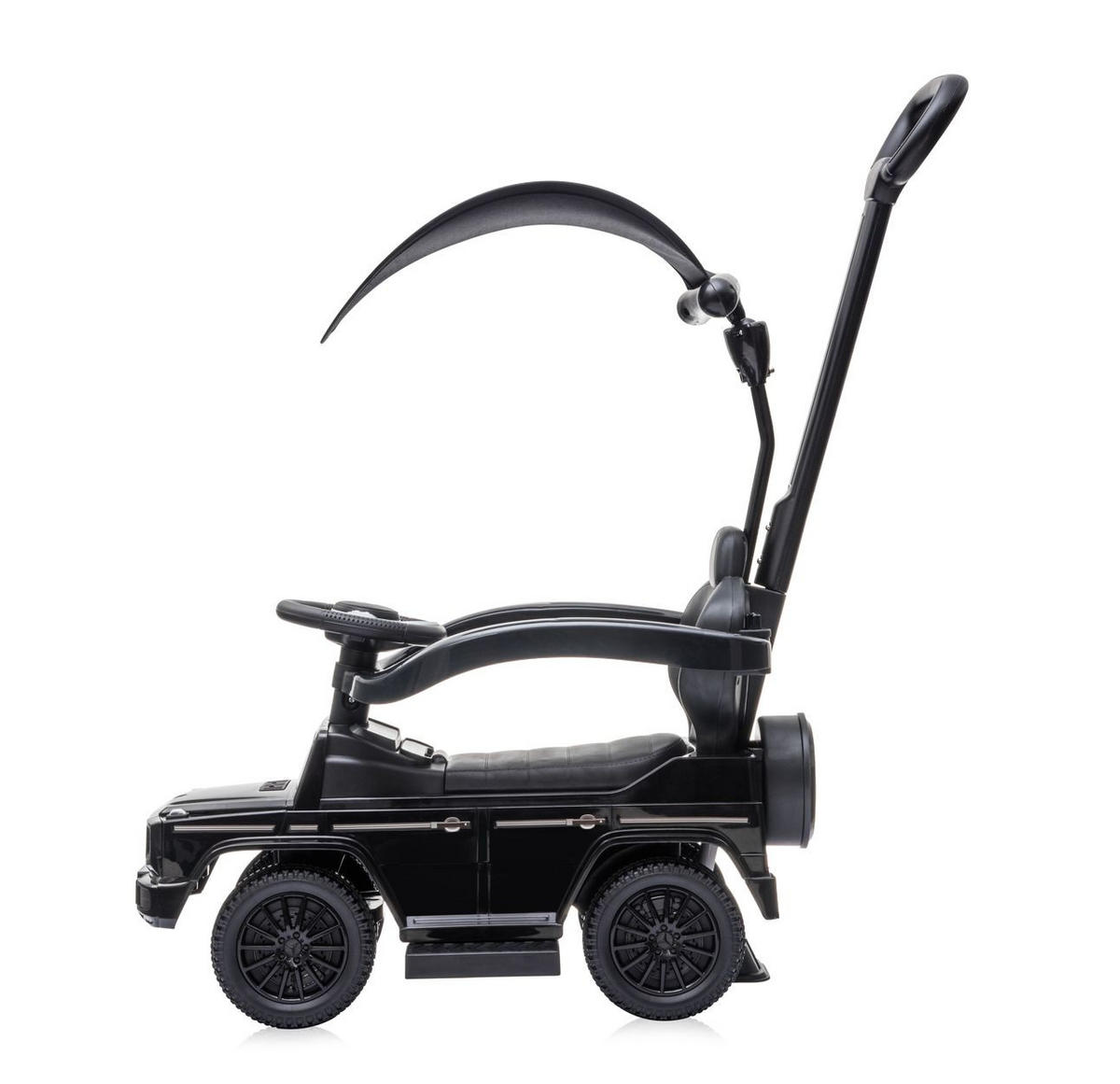 RUTSCHER Mercedes Benz G350D schwarz Sonnendach, Schiebestange, Musik - Schwarz, Kunststoff (86/40/95cm) - Lorelli