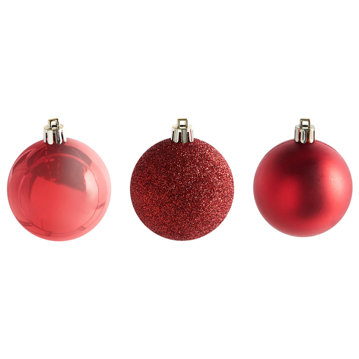 WEIHNACHTSKUGEL 60er Set Rot Tyin - Rot, Kunststoff (6/7/6cm) - Beliani