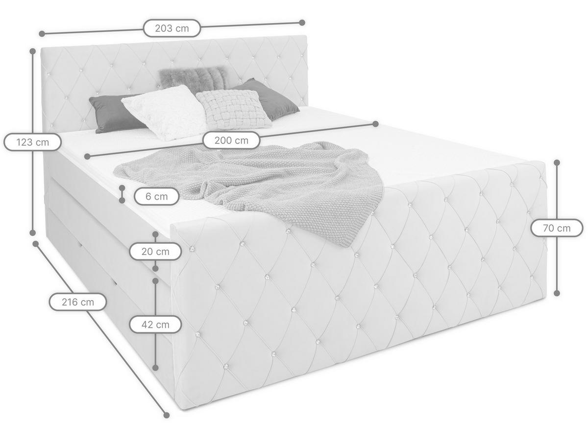 BOXSPRINGBETT Dubai Anthrazit 200 /200 cm H2/H3 Samt - Anthrazit, Textil (200/200cm) - wonello