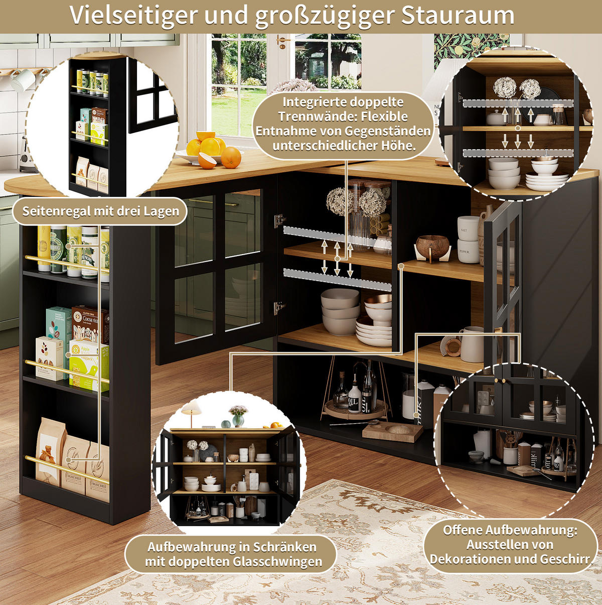 STEHTISCH 360° drehbar ausziehbar 138-204 cm MDF Schwarz - Schwarz, Holz (39/102.5/138cm) - Beauniv