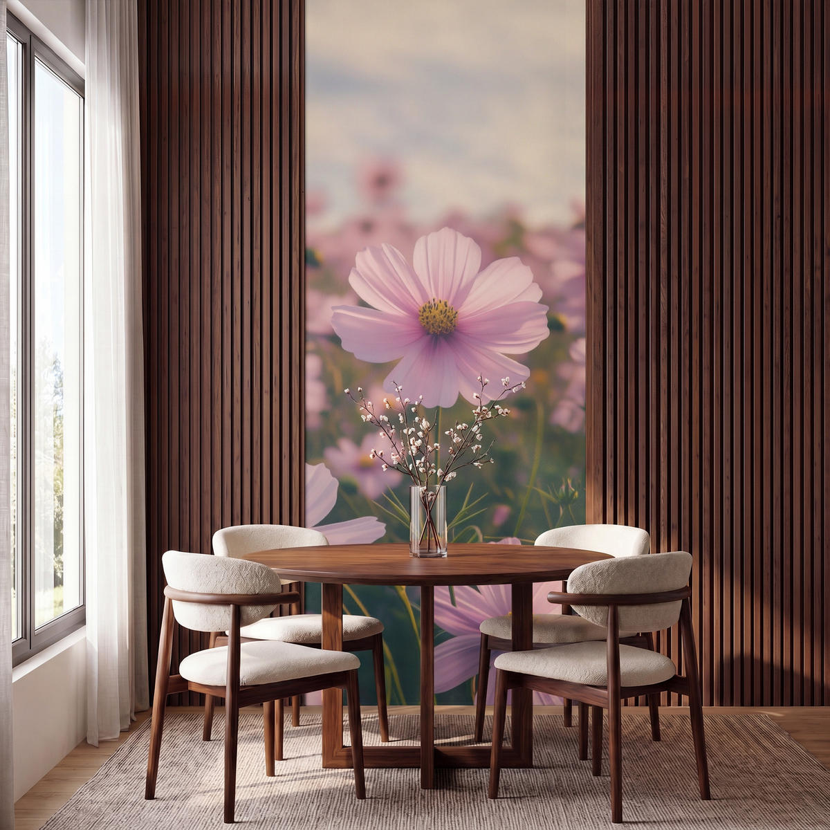 TAPETE - Blumen - Lila - Unscharf - 120x280 cm - Rosa, Papier (120/280cm) - OnlyWow