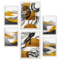 POSTER Set Mit 6 Gattung Nature 2 In Kulissen Abstracts Ästhetische Dekorative Gemälde Für Ihr Wohnzimmer, Schlafzimmer, Zuhause A3 & A4 Weißer Rahmen - Weiß, Papier (29/3cm) - Nacnic