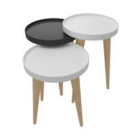 BEISTELLTISCH Piscina 3-teilig Tisch Weiß Anthrazit - Grau, Holzwerkstoff (34.5/34.5/56cm) - Decorotika