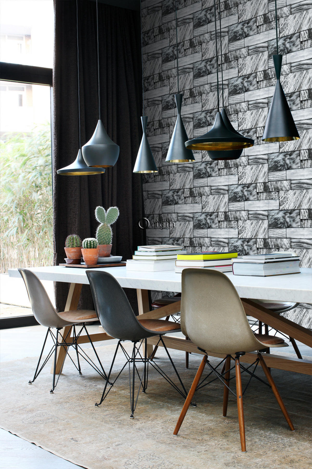 TAPETE Marmor-Optik 53 cm x 10.05 m - Schwarz, Papier (53/1000cm) - Origin Wallcoverings