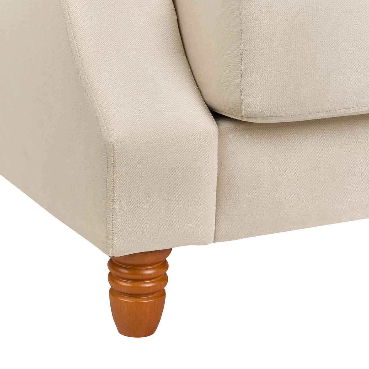 3-SITZER-SOFA Samtstoff cremeweiß Eike - Dunkelbraun/Weiß, Textil (229/82/102cm) - Beliani