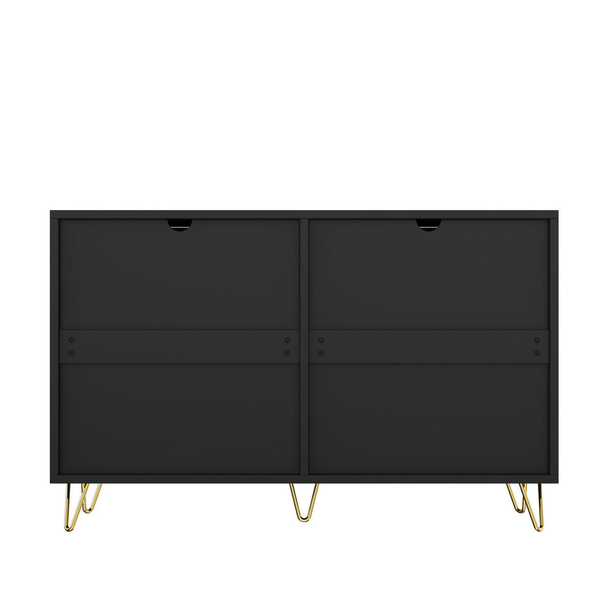 SIDEBOARD DE-38218 120/40/77 cm mit 6 Schubladen und goldenen Griffen Schwarz - Schwarz, Holzwerkstoff (120/77/40cm) - ComfortXL