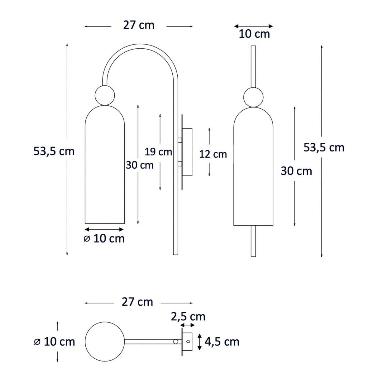 WANDLEUCHTE Leonora, Messing und Weiß, 53.5cm - Messingfarben, Glas (10/53.5/27cm) - KOSILUM