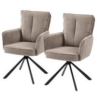 DREHBARER ARMLEHNENSTUHL - 2er-Set - Cappuccino, Textil/Metall (62/95/67cm) - home24