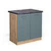SPÜLENUNTERSCHRANK R-Line Blau-Grau 80 cm, AP Anthrazit - Eiche Wotan/Blaugrau, Holzwerkstoff (80/81.6/60cm) - Vicco