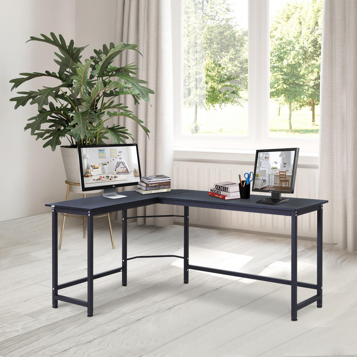 ECKSCHREIBTISCH Schwarz 1 Stück - Schwarz, Holzwerkstoff (168/120/75cm) - GiPP