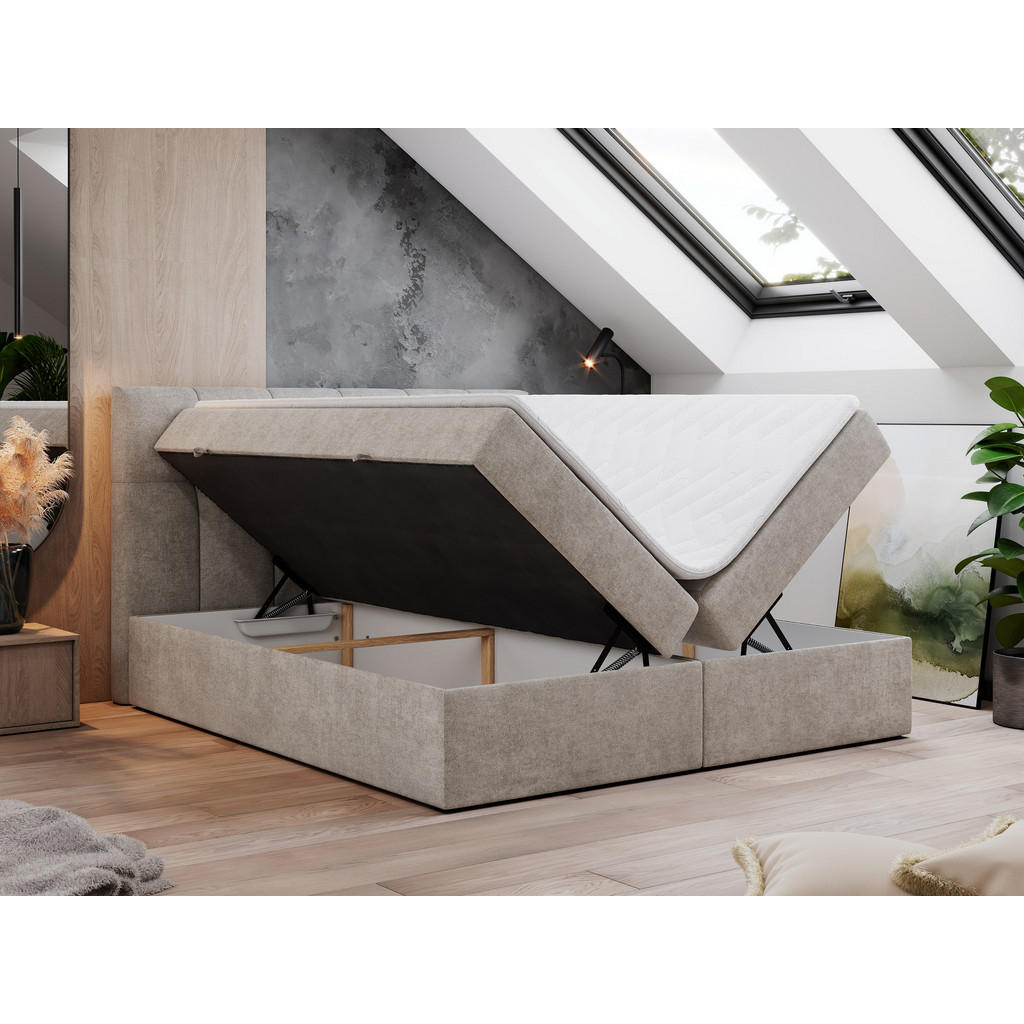 Thumbnail - MKS Boxbett, Beige, Textil, 2-Sitzer, H3, Rechteckig, 120x200 cm, Schlafzimmer, Betten, Boxspringbetten