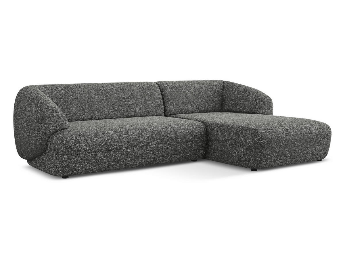 ECKSOFA rechts Strukturstoff Stoff Grau - Dunkelgrau/Schwarz, Kunststoff/Textil (280/156cm) - Makamii