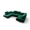 WOHNLANDSCHAFT PRAGA DESIGN U, Eckcouch in U-Form mit Schlaffunktion, Farbe: Grün, Velourstoff, Ottomane Universal - Grün, Textil (342/89/202cm) - O-Sofa