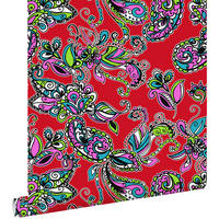 TAPETE funky Blumen und Paisleys 53 cm x 10.05 m - Grün, Papier (53/1000cm) - ESTAhome