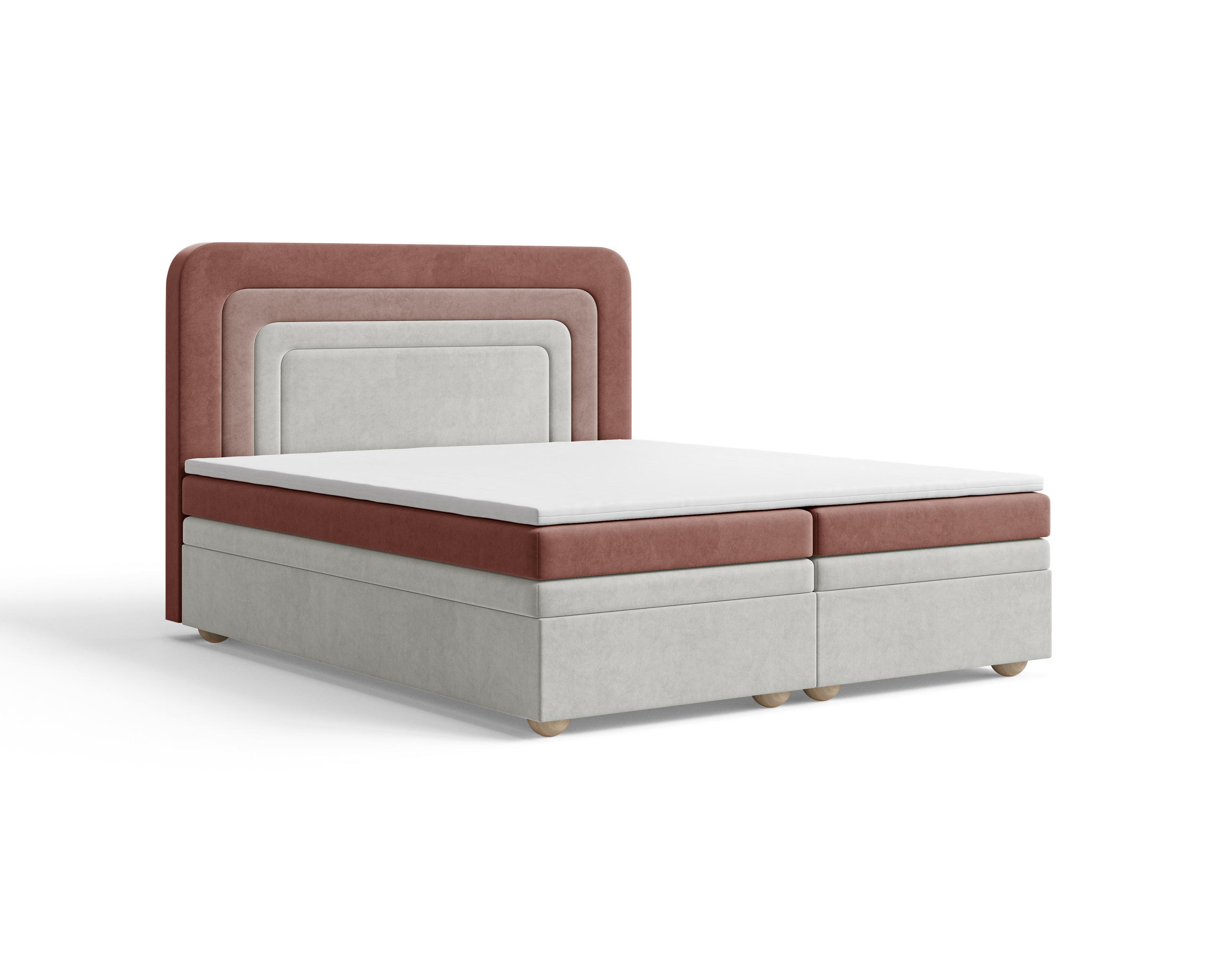 BOXBETT - Bett 10 NEST - Riviera - 140x200 cm - Modernes Polsterbett mit Bettkasten - Rosa, Holz (140/200cm) - ROYAL24_MARKT